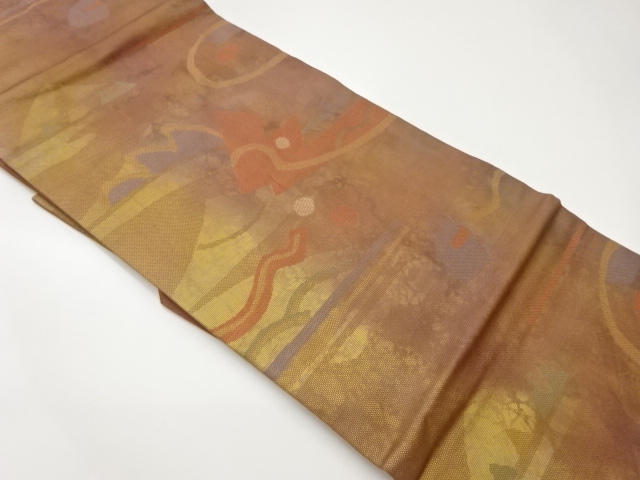 引箔抽象模様織出し名古屋帯